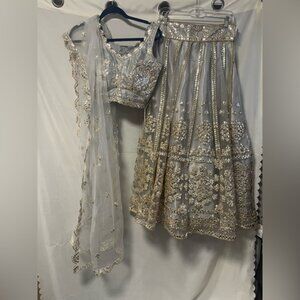 Silver and Gold Snowflake 3pc Lehenga See Measurments